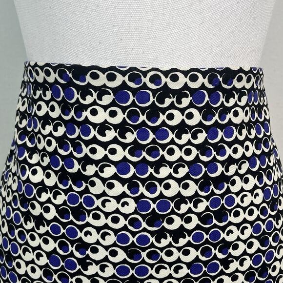 Ann Taylor Skirt size 10 Petite Black Purple Circles Dots Straight Knee Casual - Picture 4 of 10